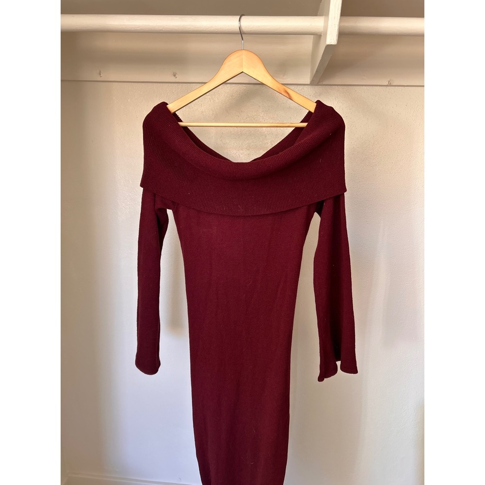 MESHKI Cameron Off Shoulder Tie Maxi Dress Merlot Burgundy XXL - Picture 7 of 7